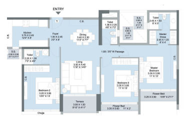 Seawoods Residences Project Nerul 3BHK Floor Plan